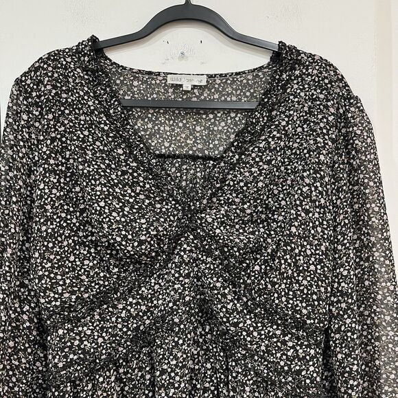 Wild Jasmine Floral V-Neck Semi Sheer Longsleeve Dress Size 2XL Plus - Picture 3 of 7